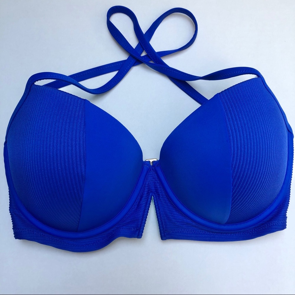 Shade & Shore Royal Blue Textured Bikini Top